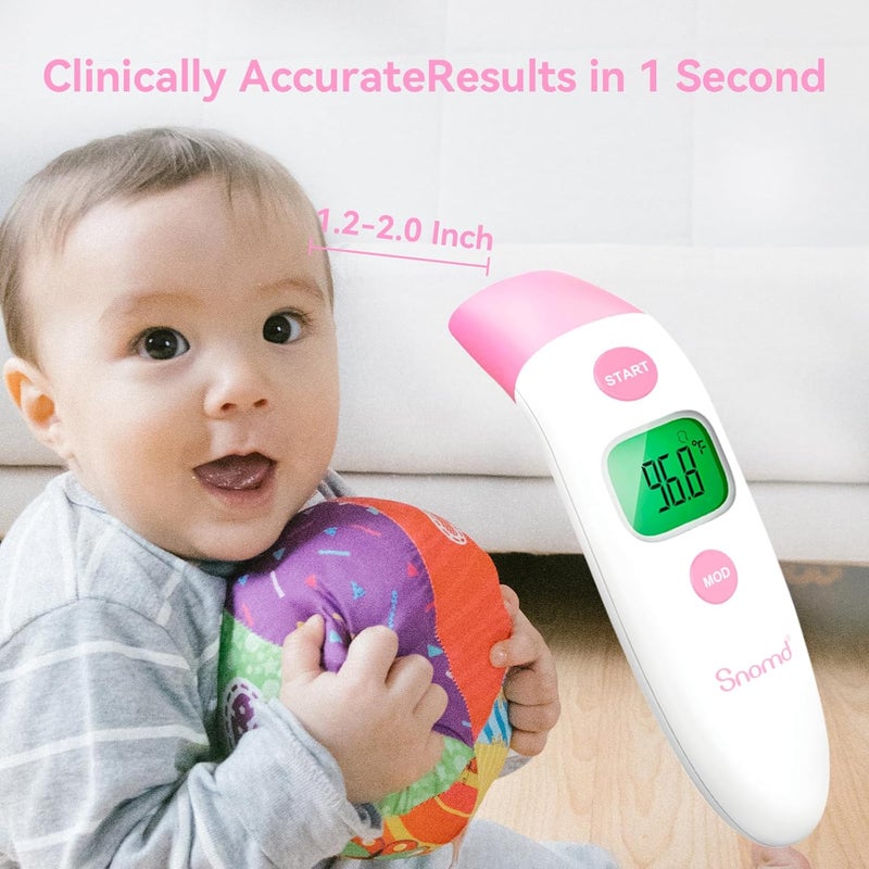 Snomd Forehead and Ear Thermometer 3 in 1 Non-Contact Backlight Body Object Temperature Checking Sensor Touchless Digital Thermometer with Fever Alert - Image 3